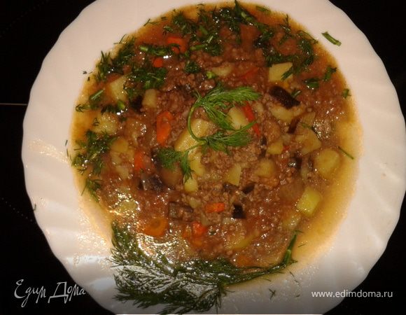 рагу из баклажанов с фаршем 