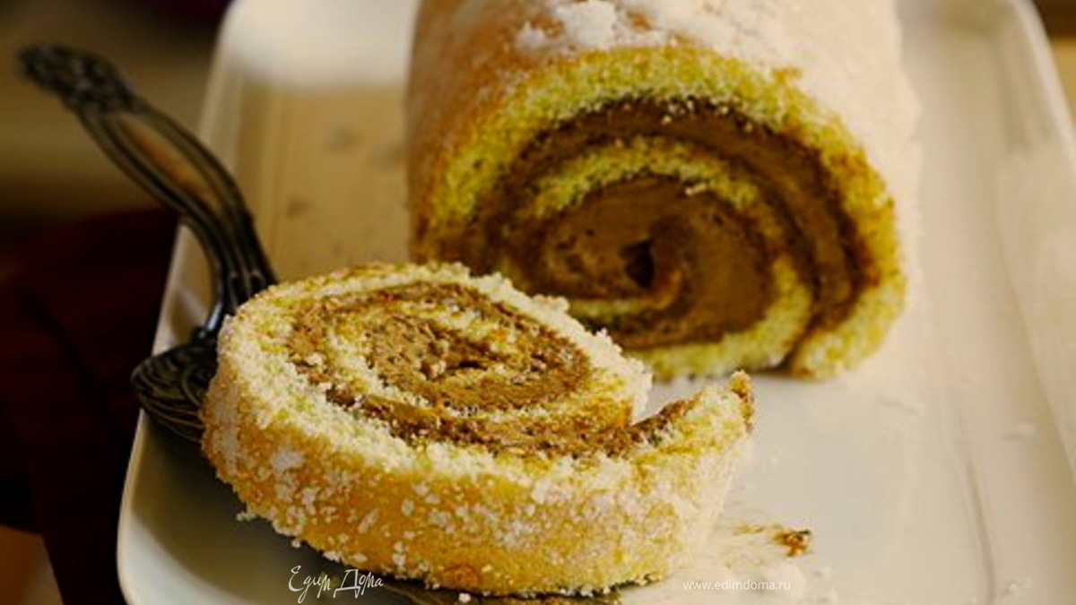 Рулет с кремом "два шоколада"