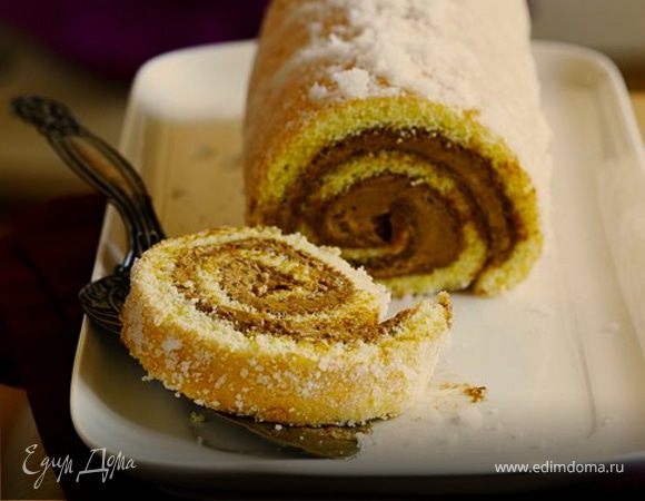 Рулет с кремом "два шоколада"