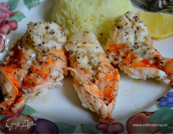 Крупные креветки с лимоном и орегано