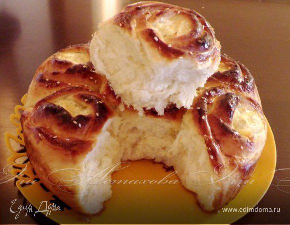 Пирог с творожными розами Пирог с творожными розами