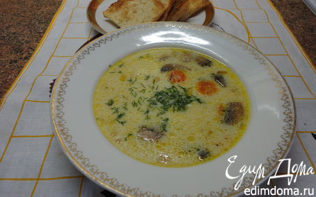 Рецепт Сырный суп с шампиньонами