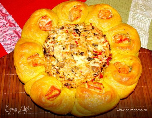 Любимый праздничный пирог с лососем "Цветок" Любимый праздничный пирог с лососем "Цветок"