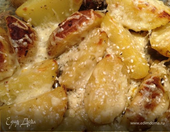 Запеченный картофель с сыром и кунжутом Запеченный картофель с сыром и кунжутом