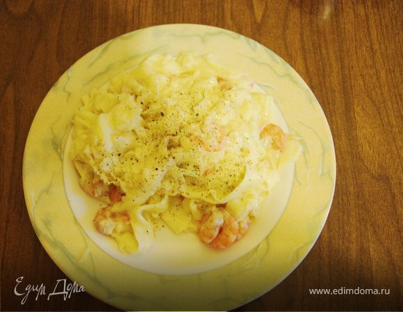 Фетучини с креветками и сыром Фетучини с креветками и сыром