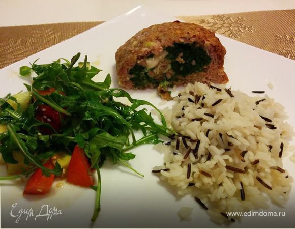 Вкусный и полезный рулет из индейки и шпината