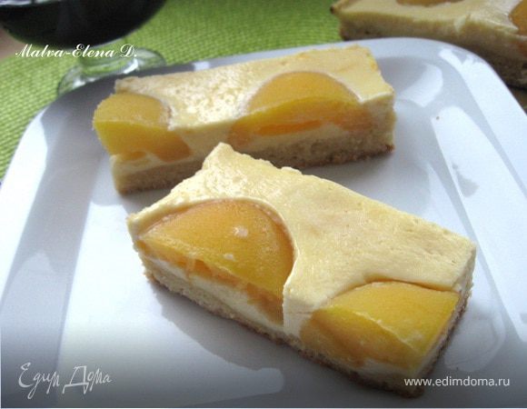  Пирог с творогом и персиками