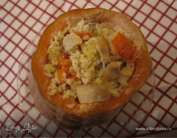 Жаркое с курицей и пшеном в тыквенном горшочке Жаркое с курицей и пшеном в тыквенном горшочке