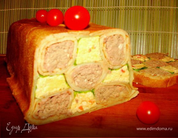 Закусочный блинный торт "Тетрис"