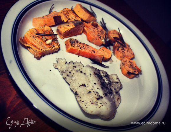 Запеченное филе хека с бататом