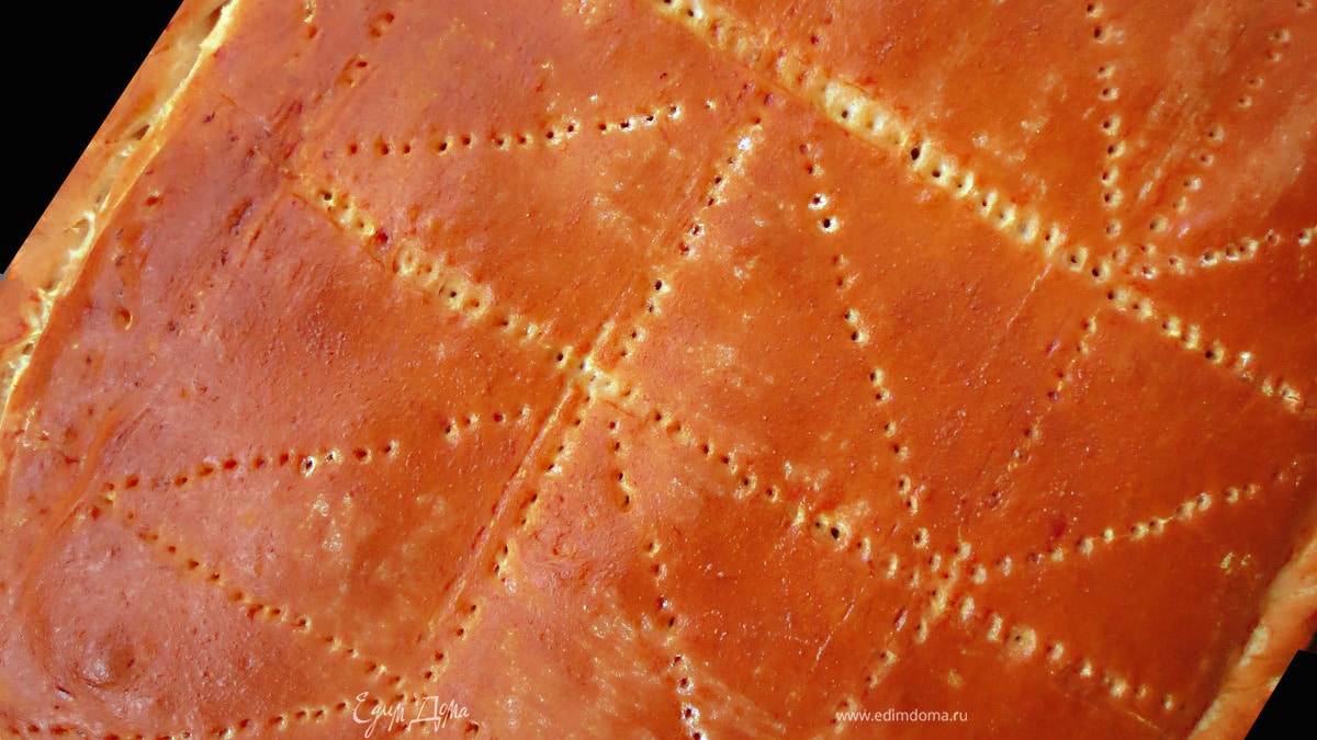 Пирог с мясной, грибной и сырной начинкой