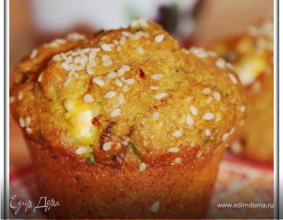 Закусочные кексы с брынзой и зеленью Закусочные кексы с брынзой и зеленью