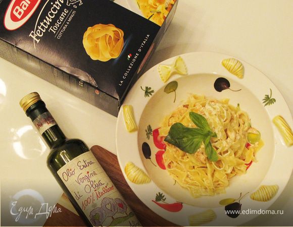 Феттучине с копченым лососем Феттучине с копченым лососем