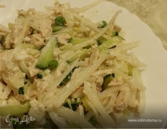 Зеленый салат из дайкона