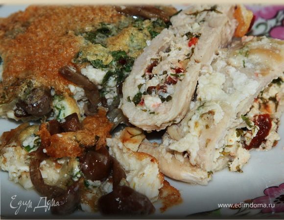 Куриная грудка с брынзой под белковой шапочкой