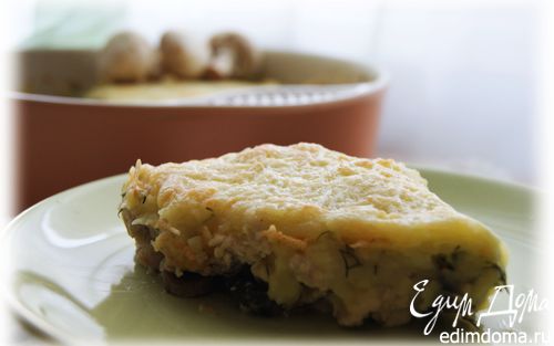 Рецепт Запеканка с куриным филе, грибами и картофельным пюре