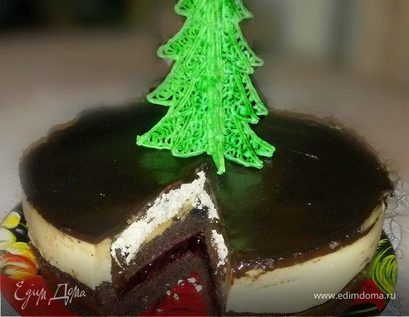 Торт "Крем-брюле с вишневой прослойкой в шоколаде" Торт "Крем-брюле с вишневой прослойкой в шоколаде"