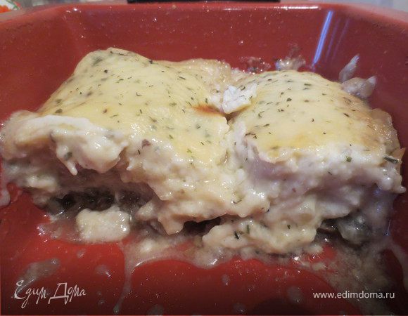 Треска с грибами под соусом Бешамель Треска с грибами под соусом Бешамель