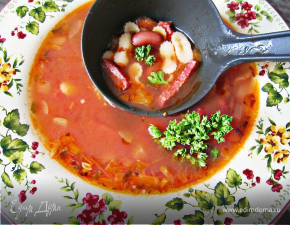 Сытный итальянский суп c пастой "мини"