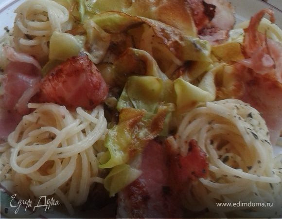 Спагетти с беконом и кабачком Спагетти с беконом и кабачком