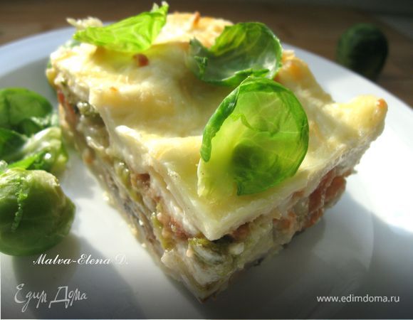 Лазанья с брокколи, брюссельской капустой и грибами "Для Гарфилда"