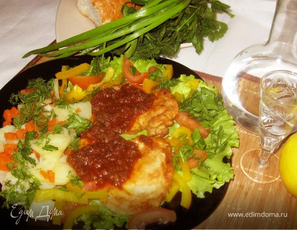 Куриная отбивная с кисло-сладким соусом