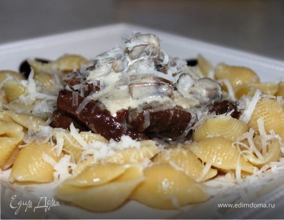 Экзотический бефстроганов с пастой Конкилье Экзотический бефстроганов с пастой Конкилье