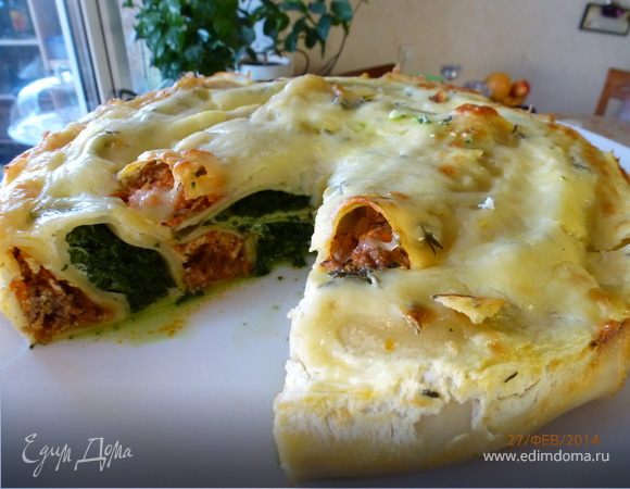 Пирог из каннеллони с мясом и шпинатом Пирог из каннеллони с мясом и шпинатом