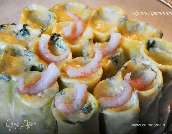 Каннеллони с креветками и шпинатом Каннеллони с креветками и шпинатом