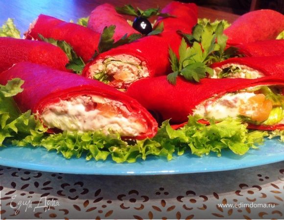 Блинные рулетики с семгой "Проводы Зимы и встреча Весны" Блинные рулетики с семгой "Проводы Зимы и встреча Весны"