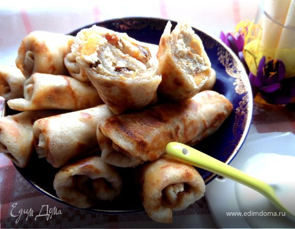 Творожные блинные трубочки Творожные блинные трубочки