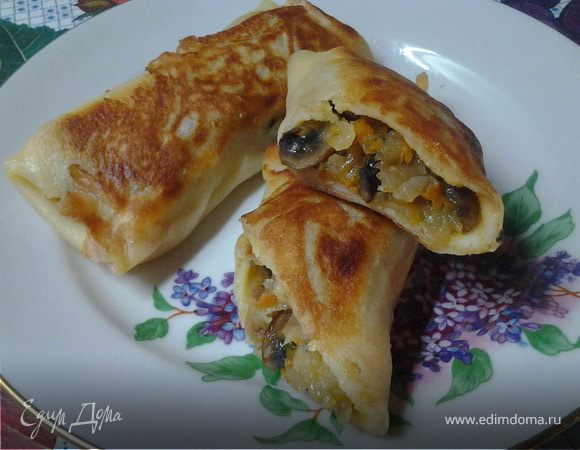 Блины с картофельно-грибной начинкой