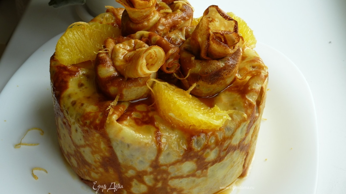 Блинчатый пирог с апельсинами
