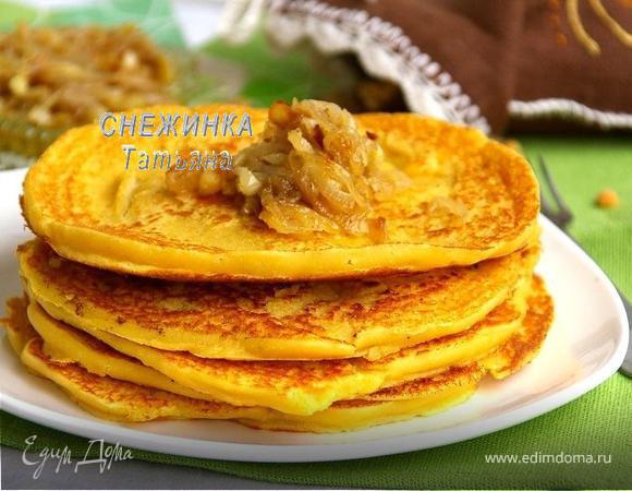 Блины гороховые с луковым конфитюром