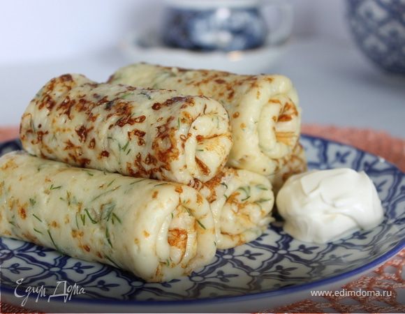 Сырные блинчики с зеленью