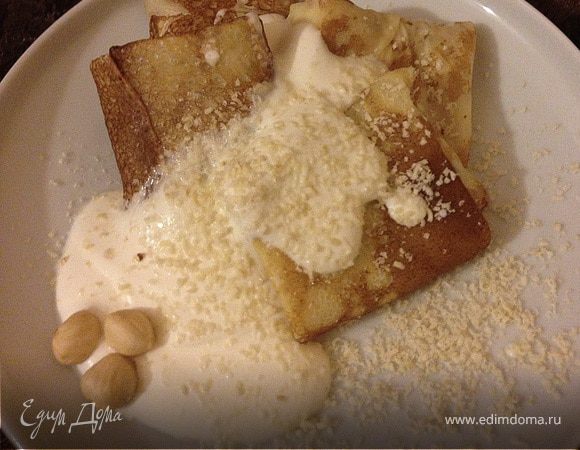 Блинчики с творожной начинкой и орехами Блинчики с творожной начинкой и орехами