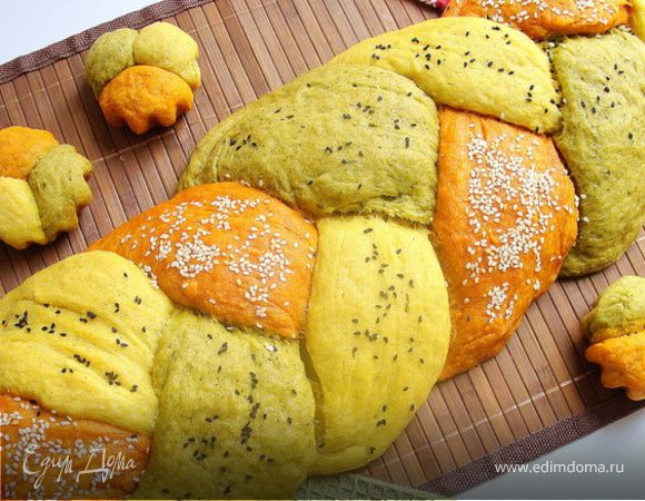 Цветной хлеб без дрожжей "Коса-краса" с натуральными добавками 