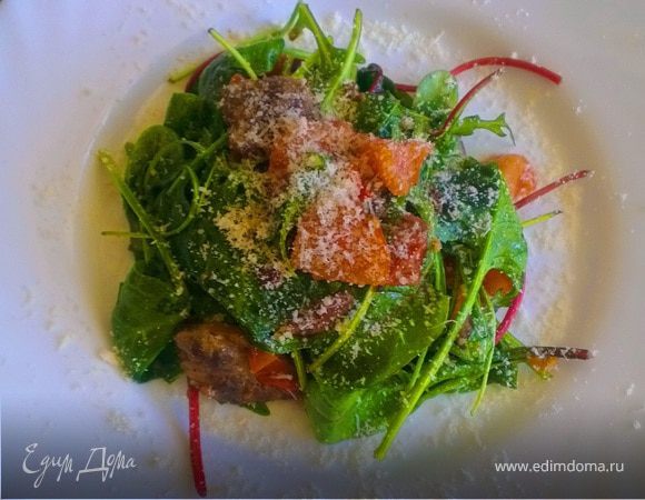 Теплый салат с печенью