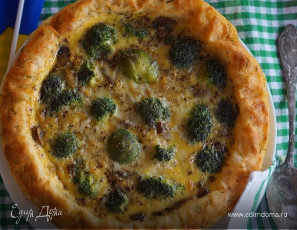 Картофельная запеканка с грибами и брокколи