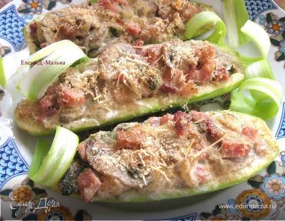 Кабачки, фаршированные грибами 