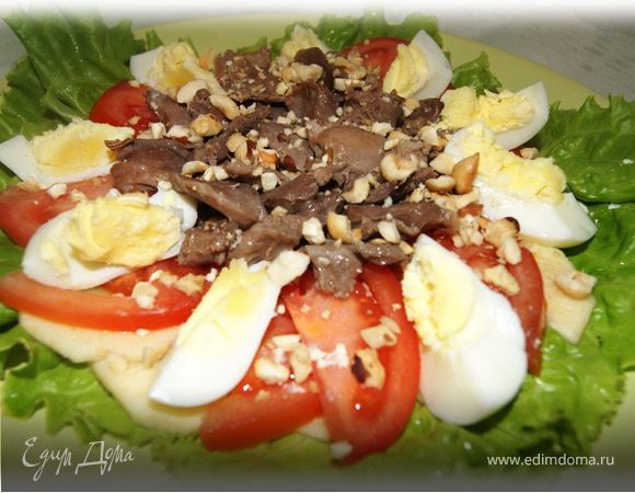Салат с куриными желудочками Салат с куриными желудочками