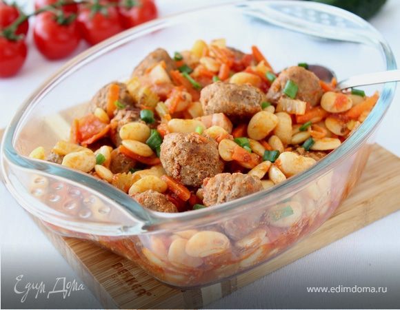Фрикадельки с фасолью и овощами Фрикадельки с фасолью и овощами
