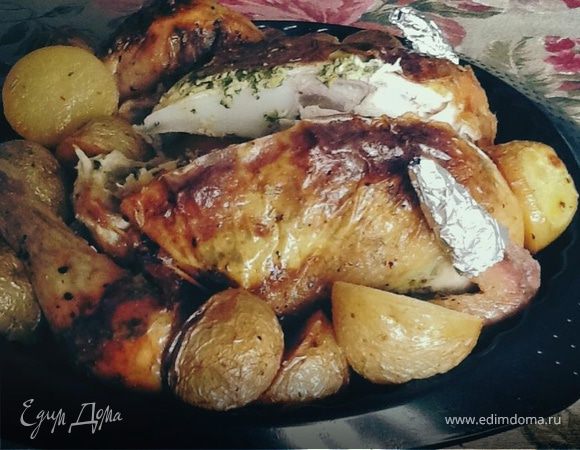 Курица, фаршированная крем-сыром и зеленью 