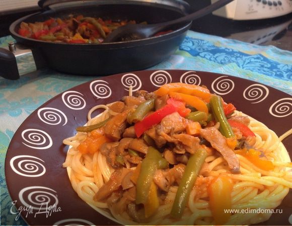 Паста с вешенками 