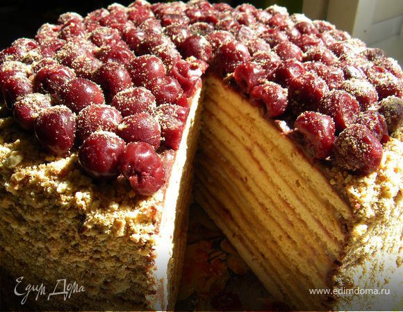 Медовик с заварным кремом и клюквенной пропиткой