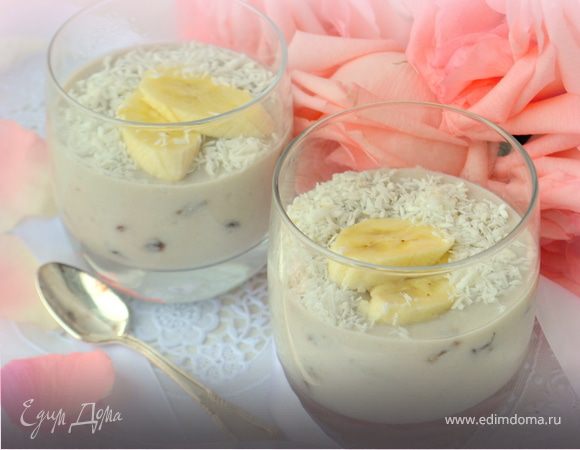 Нежнейший кокосовый крем с бананом и изюмом