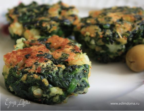 Постные котлеты из шпината и креветок