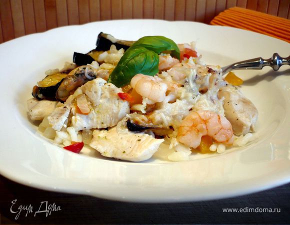 Рис с баклажанами и морепродуктами „Bella Испания“ Рис с баклажанами и морепродуктами „Bella Испания“