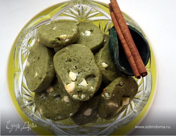 Печенье с белым шоколадом и чаем матча Печенье с белым шоколадом и чаем матча
