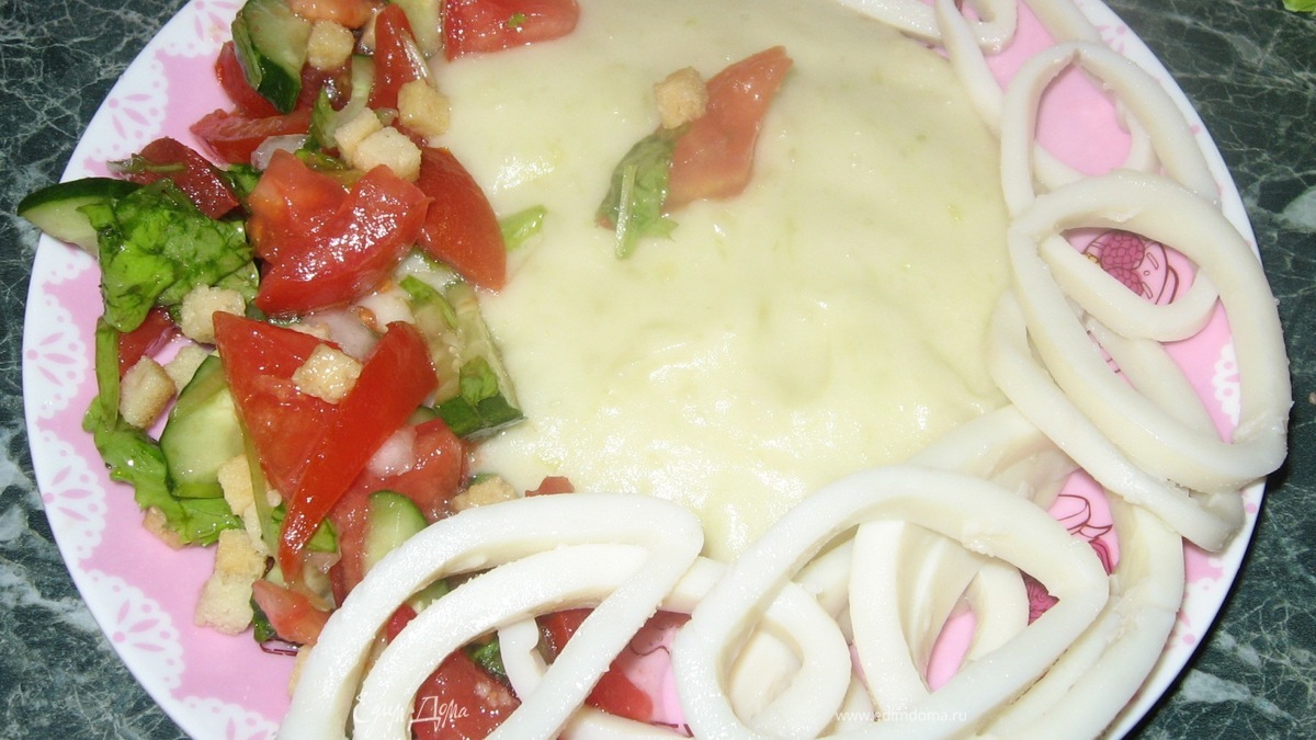 Пюре из сельдерея с салатом